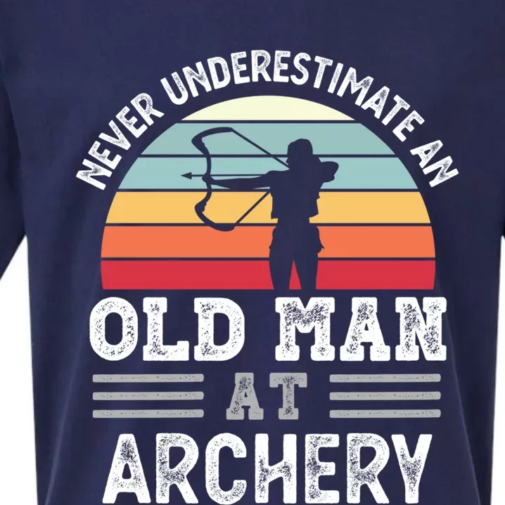 Never Underestimate An Old At Archery Fathers Day Great Gift Sueded Cloud Jersey T-Shirt