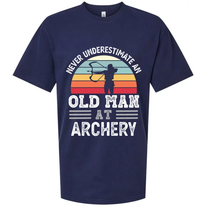 Never Underestimate An Old At Archery Fathers Day Great Gift Sueded Cloud Jersey T-Shirt