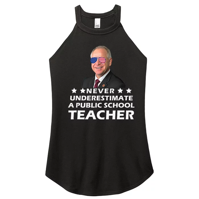 Never Underestimate A Public School Teacher Tim Walz 2024 Women’s Perfect Tri Rocker Tank