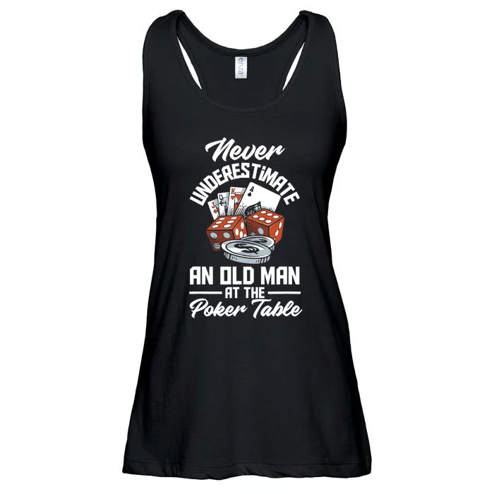 Never Underestimate An Old Man At Poker Table Funny Poker Ladies Essential Flowy Tank