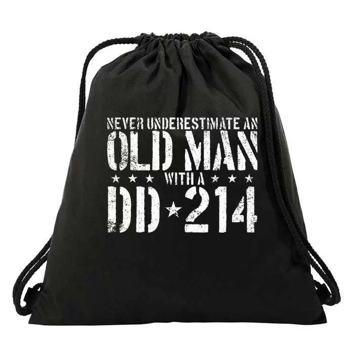 Never Underestimate An Old Man With A Dd214 Alumni Drawstring Bag