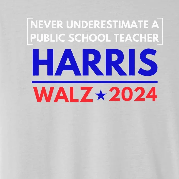 Never Underestimate A Public School Teacher Walz Harris 2024 ChromaSoft Performance T-Shirt