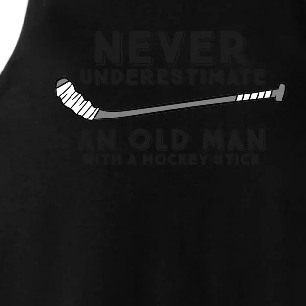 Never Underestimate An Old With A Stick Retired Hockey Meaningful Gift Ladies Tri-Blend Wicking Tank