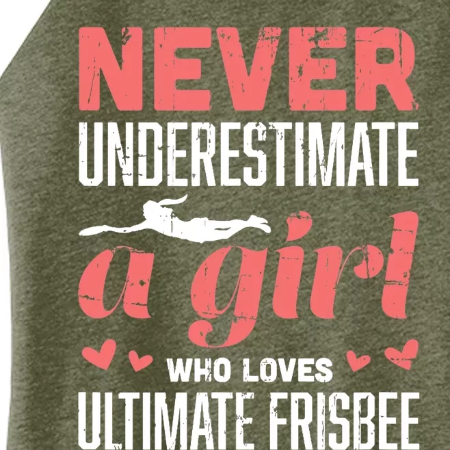 Never Underestimate A Girl Who Loves Ultimate Frisbee Women’s Perfect Tri Rocker Tank