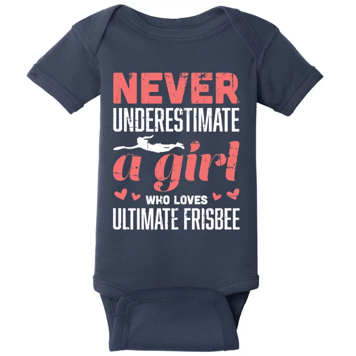 Never Underestimate A Girl Who Loves Ultimate Frisbee Baby Bodysuit