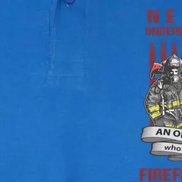 Never Underestimate An Old Who Is Also A Firefighter Gift Softstyle Adult Sport Polo