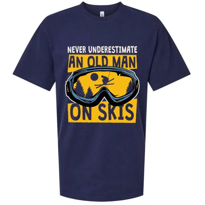 Never Underestimate An Old On Skis Skiing Dad Grandpa Meaningful Gift Sueded Cloud Jersey T-Shirt