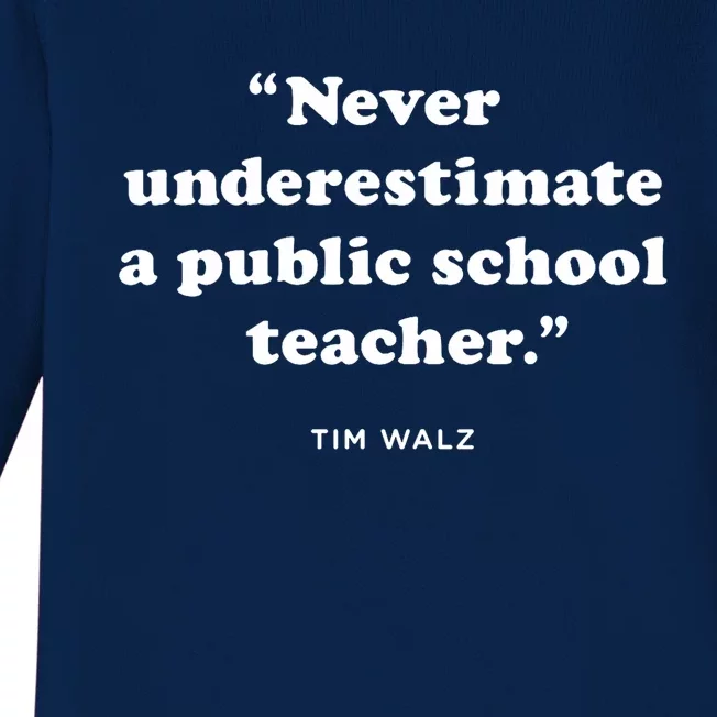 Never Underestimate A Public School Teacher Coach Quote Baby Long Sleeve Bodysuit