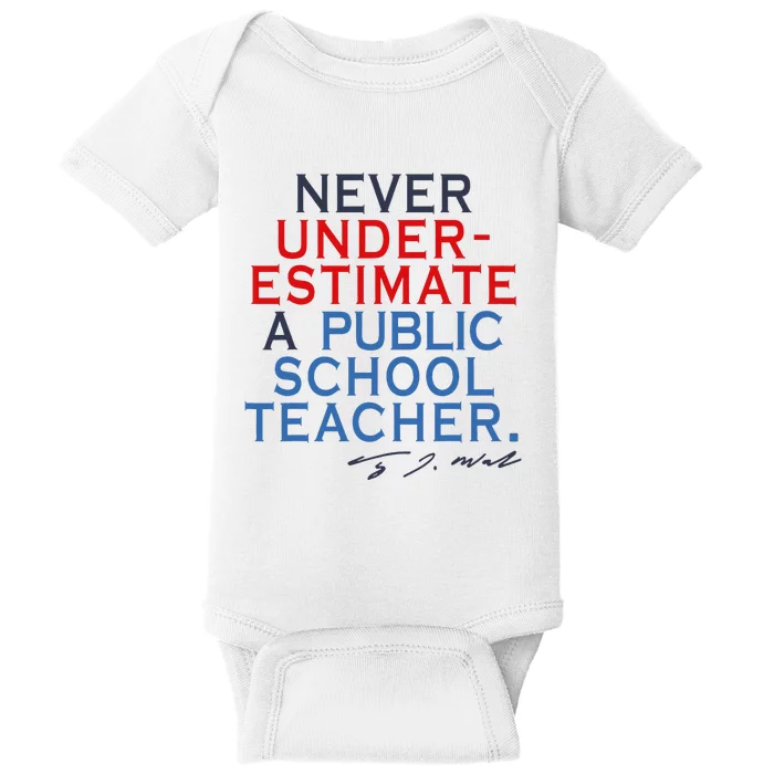 Never Underestimate A Public School Teacher Coach Quote Baby Bodysuit