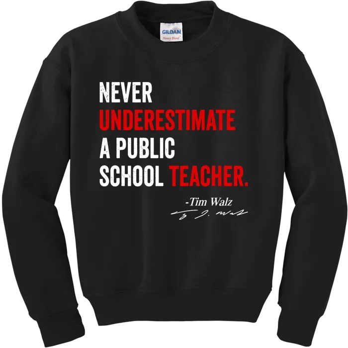 Never Underestimate A Public School Teacher Coach Quote Kids Sweatshirt