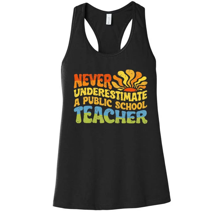 Never Underestimate A Public School Teacher Public Education Women's Racerback Tank