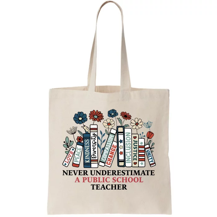 Never Underestimate A Public School Teacher Harris Walz 2024 Tote Bag