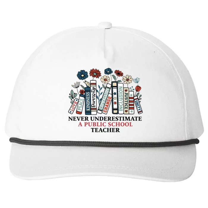 Never Underestimate A Public School Teacher Harris Walz 2024 Snapback Five-Panel Rope Hat