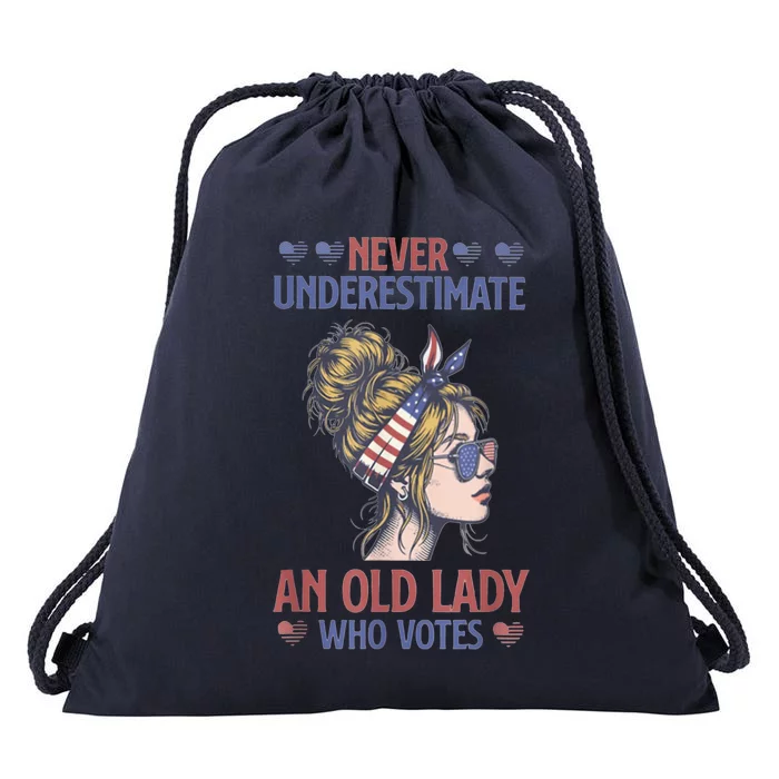 Never Underestimate An Old Lady Who Votes Feminist Drawstring Bag