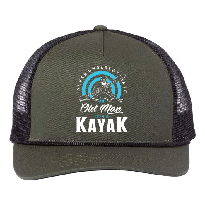 Never Underestimate An Old Man With A Kayak Retro Rope Trucker Hat Cap