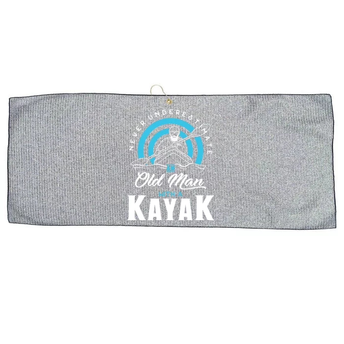 Never Underestimate An Old Man With A Kayak Large Microfiber Waffle Golf Towel