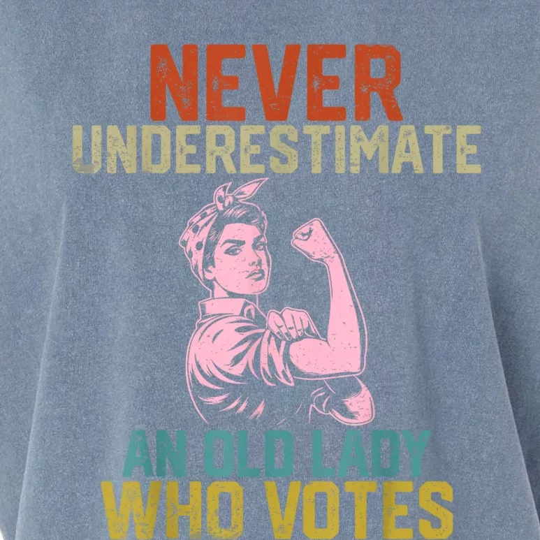 Never Underestimate An Old Lady Who Votes Feminist Elections Garment-Dyed Women's Muscle Tee