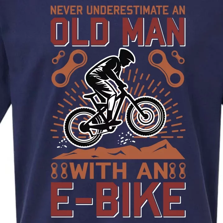 Never Underestimate An Old Man With An E Bike Sueded Cloud Jersey T-Shirt