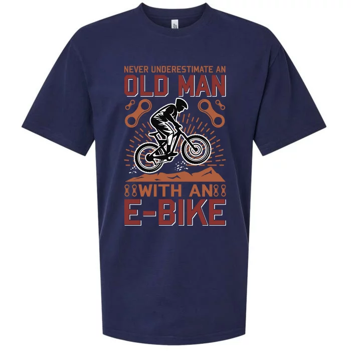 Never Underestimate An Old Man With An E Bike Sueded Cloud Jersey T-Shirt