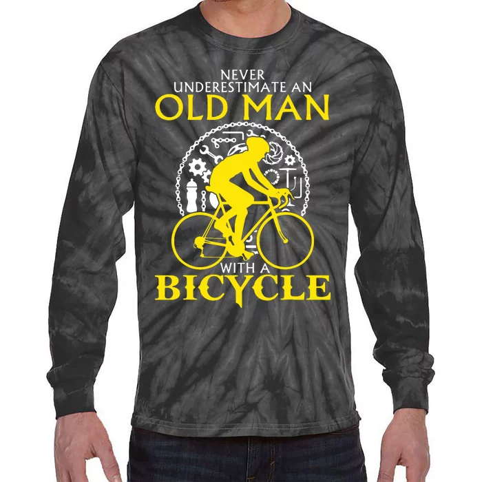 Never Underestimate An Old Man With A Bicycle Tie-Dye Long Sleeve Shirt