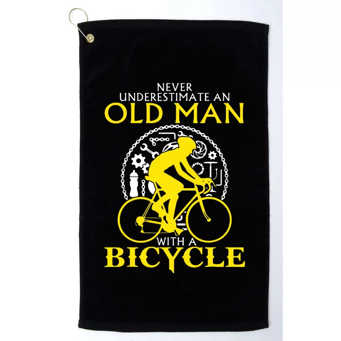 Never Underestimate An Old Man With A Bicycle Platinum Collection Golf Towel