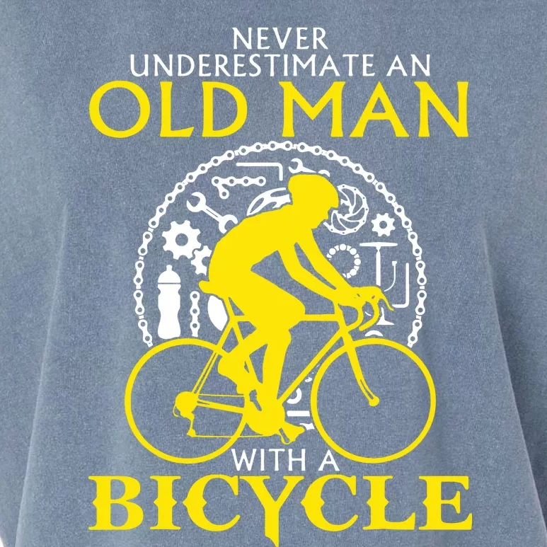 Never Underestimate An Old Man With A Bicycle Garment-Dyed Women's Muscle Tee