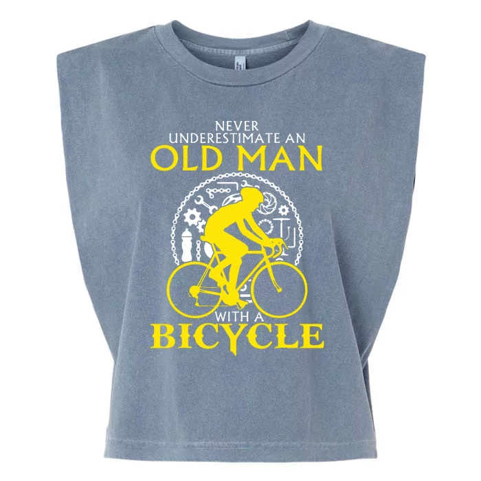 Never Underestimate An Old Man With A Bicycle Garment-Dyed Women's Muscle Tee