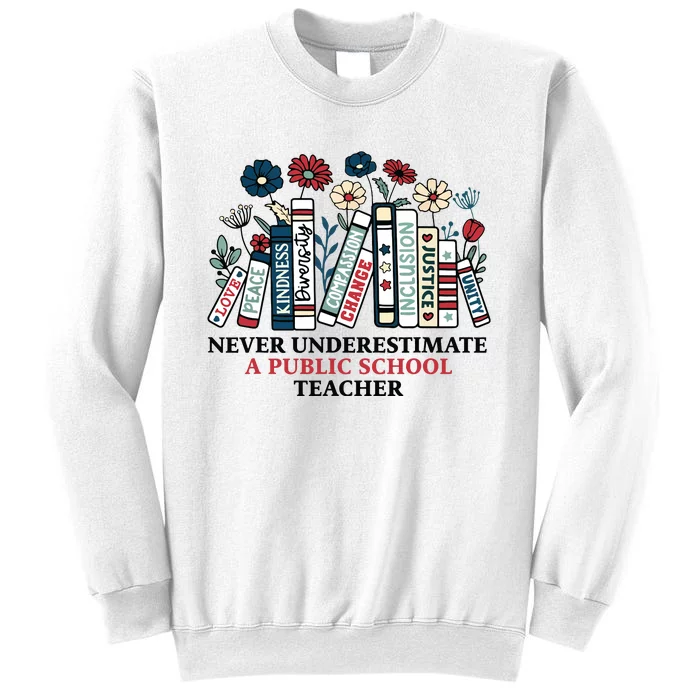 Never Underestimate A Public School Teacher Harris Walz 2024 Sweatshirt