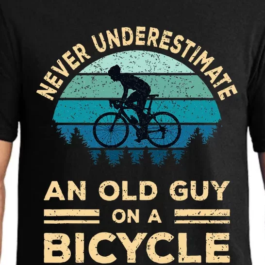 Never Underestimate An Old Guy On A Bicycle Funny Cycling Pajama Set