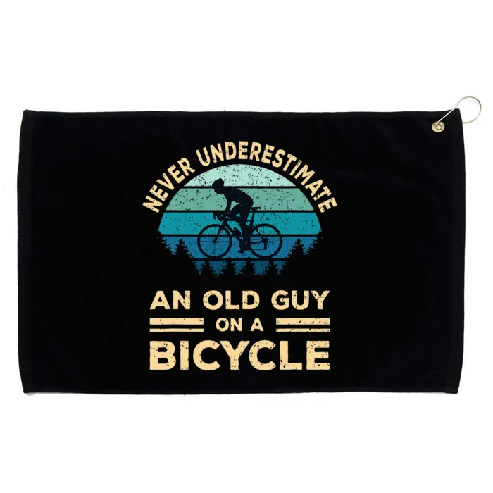 Never Underestimate An Old Guy On A Bicycle Funny Cycling Grommeted Golf Towel