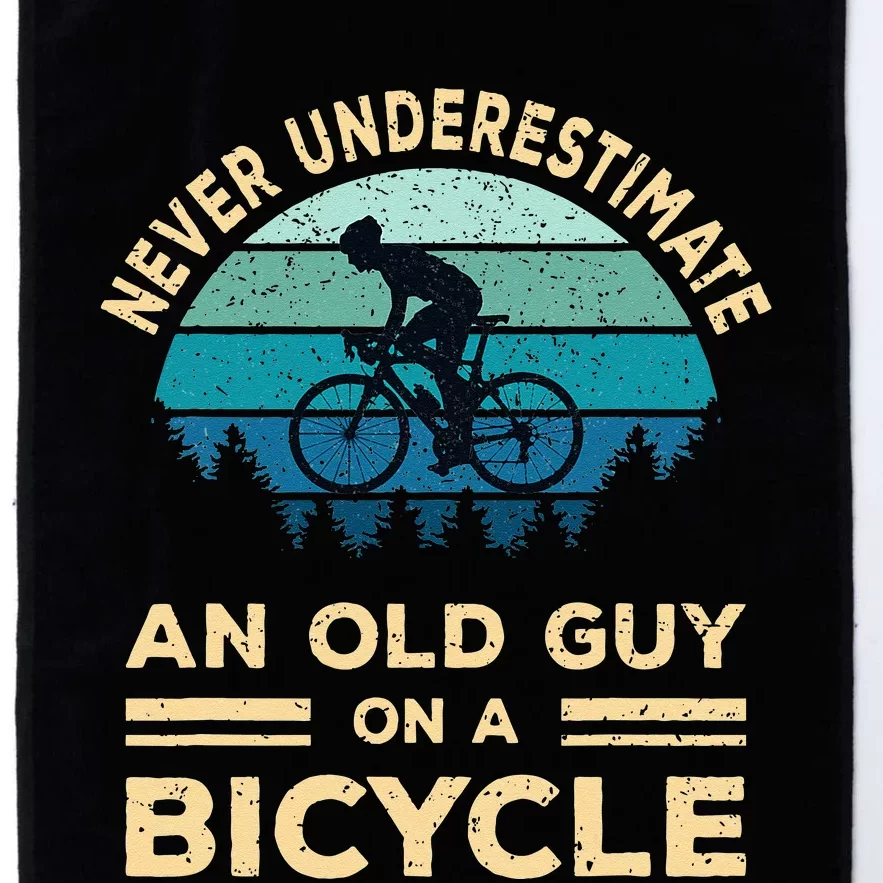 Never Underestimate An Old Guy On A Bicycle Funny Cycling Platinum Collection Golf Towel