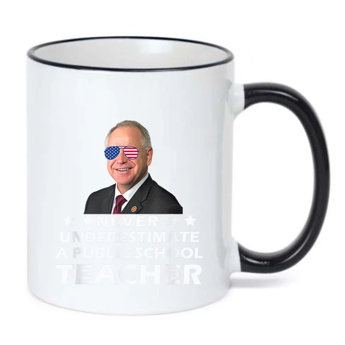 Never Underestimate A Public School Teacher Tim Walz 2024 Black Color Changing Mug