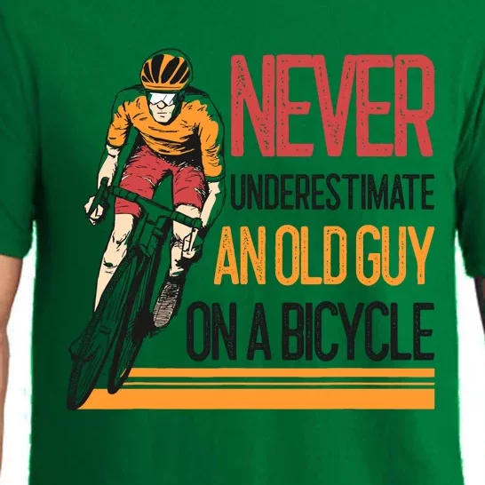 Never Underestimate An Old Guy On A Bicycle Funny Cycling Pajama Set