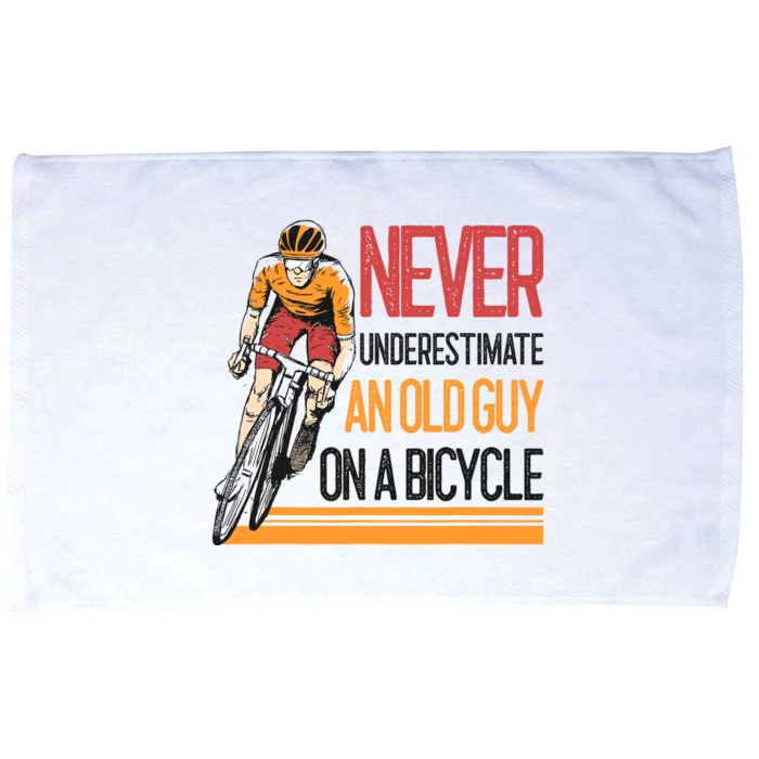 Never Underestimate An Old Guy On A Bicycle Funny Cycling Microfiber Hand Towel