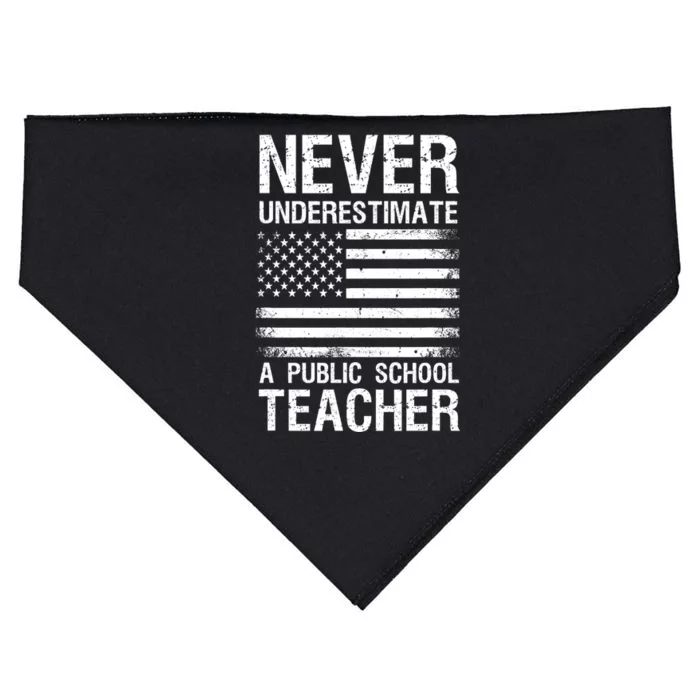 Never Underestimate A Public School Teacher Cool 2024 Trendy USA-Made Doggie Bandana