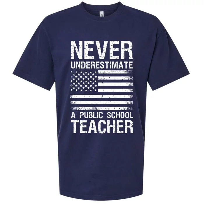 Never Underestimate A Public School Teacher Cool 2024 Trendy Sueded Cloud Jersey T-Shirt