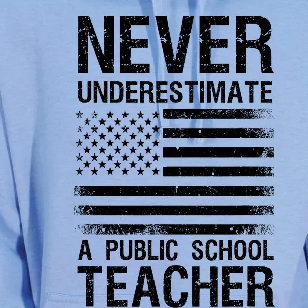 Never Underestimate A Public School Teacher Cool 2024 Trendy Unisex Surf Hoodie