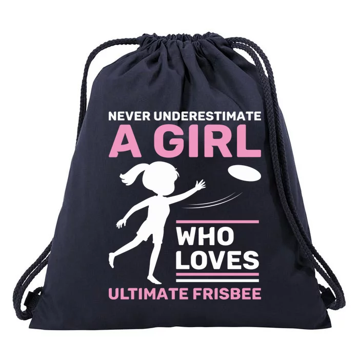 Never Underestimate A Who Loves Ultimate Frisbee Cool Gift Drawstring Bag