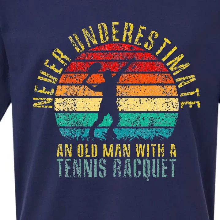 Never Underestimate An Old Man With A Tennis Racquet Retro Sueded Cloud Jersey T-Shirt