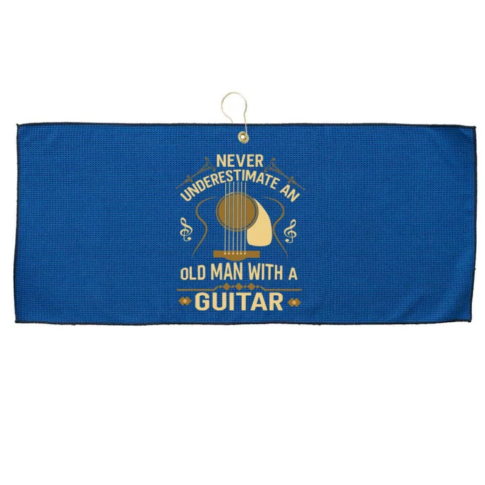 Never Underestimate An Old Man With A Guitar Acoustic Player Large Microfiber Waffle Golf Towel