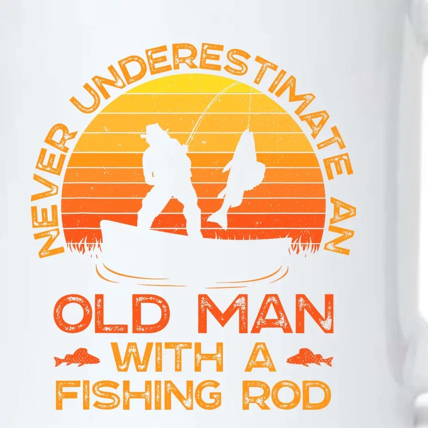 Never Underestimate An Old Man With A Fishing Rod Fisherman Black Color Changing Mug