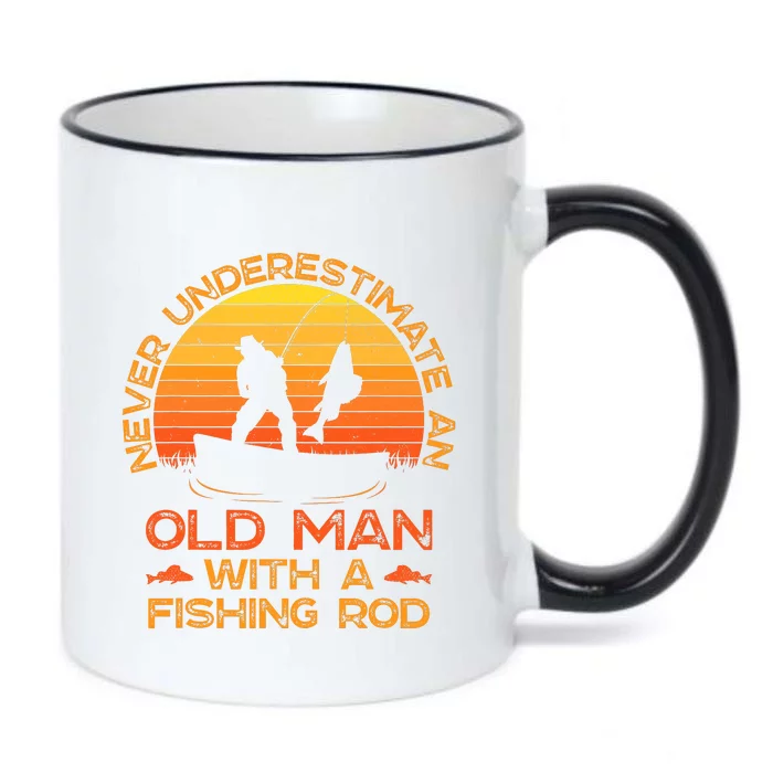 Never Underestimate An Old Man With A Fishing Rod Fisherman Black Color Changing Mug