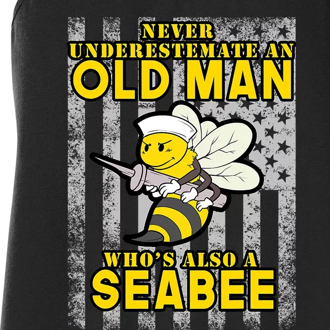 Never Underestimate An Seabee Old Man Sea Shipping Women's Racerback Tank