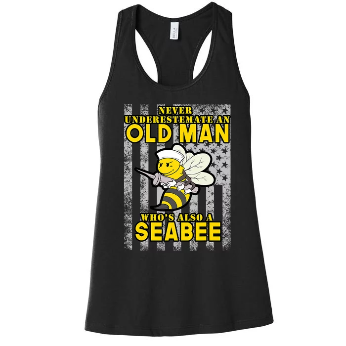 Never Underestimate An Seabee Old Man Sea Shipping Women's Racerback Tank