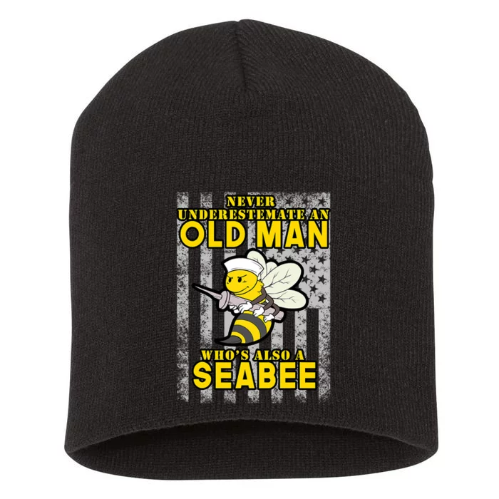 Never Underestimate An Seabee Old Man Sea Shipping Short Acrylic Beanie