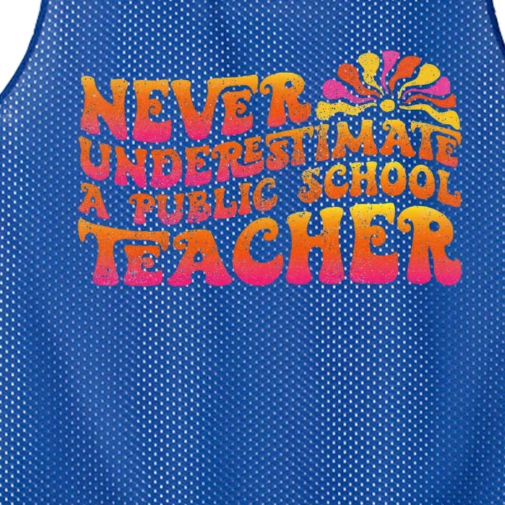 Never Underestimate A Public School Teacher Mesh Reversible Basketball Jersey Tank