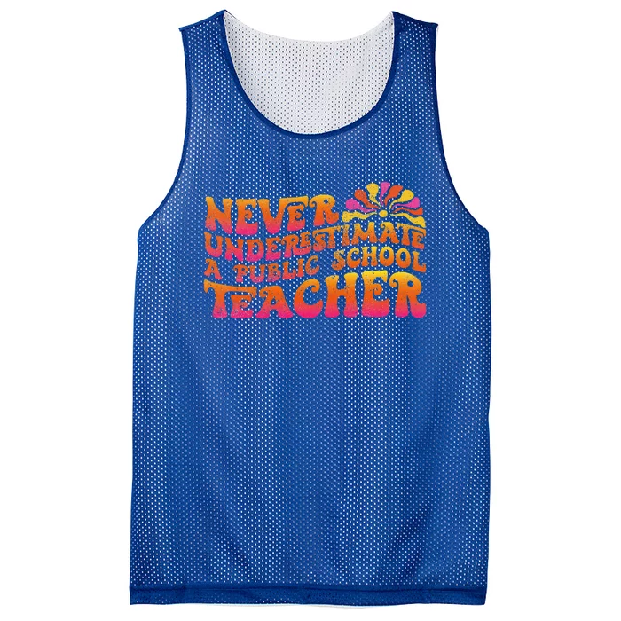 Never Underestimate A Public School Teacher Mesh Reversible Basketball Jersey Tank