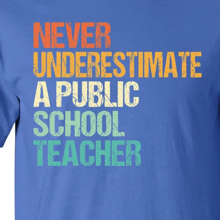 Never Underestimate A Public School Teacher Harris Walz 2024 Tall T-Shirt