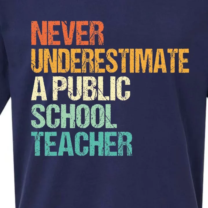 Never Underestimate A Public School Teacher Harris Walz 2024 Sueded Cloud Jersey T-Shirt