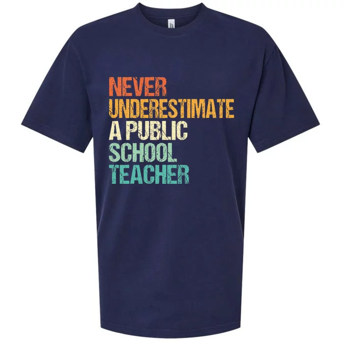 Never Underestimate A Public School Teacher Harris Walz 2024 Sueded Cloud Jersey T-Shirt